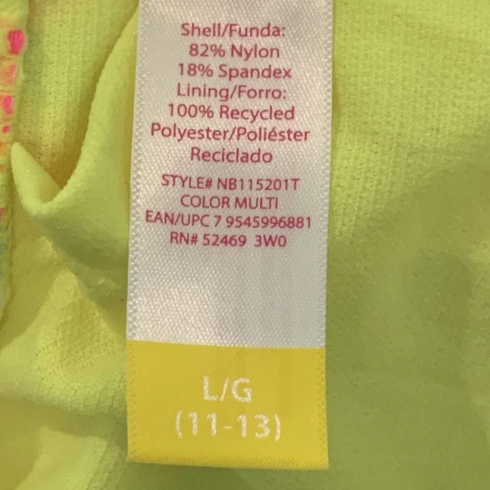No Boundaries Juniors Tropical Print Swim Top with Cap Sleeves Large 11-13 New